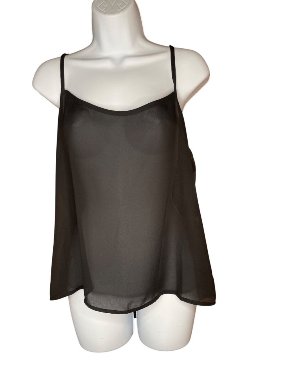 Jones New York Black Sheer Spaghetti Strap Camisole Top Size 14 26e